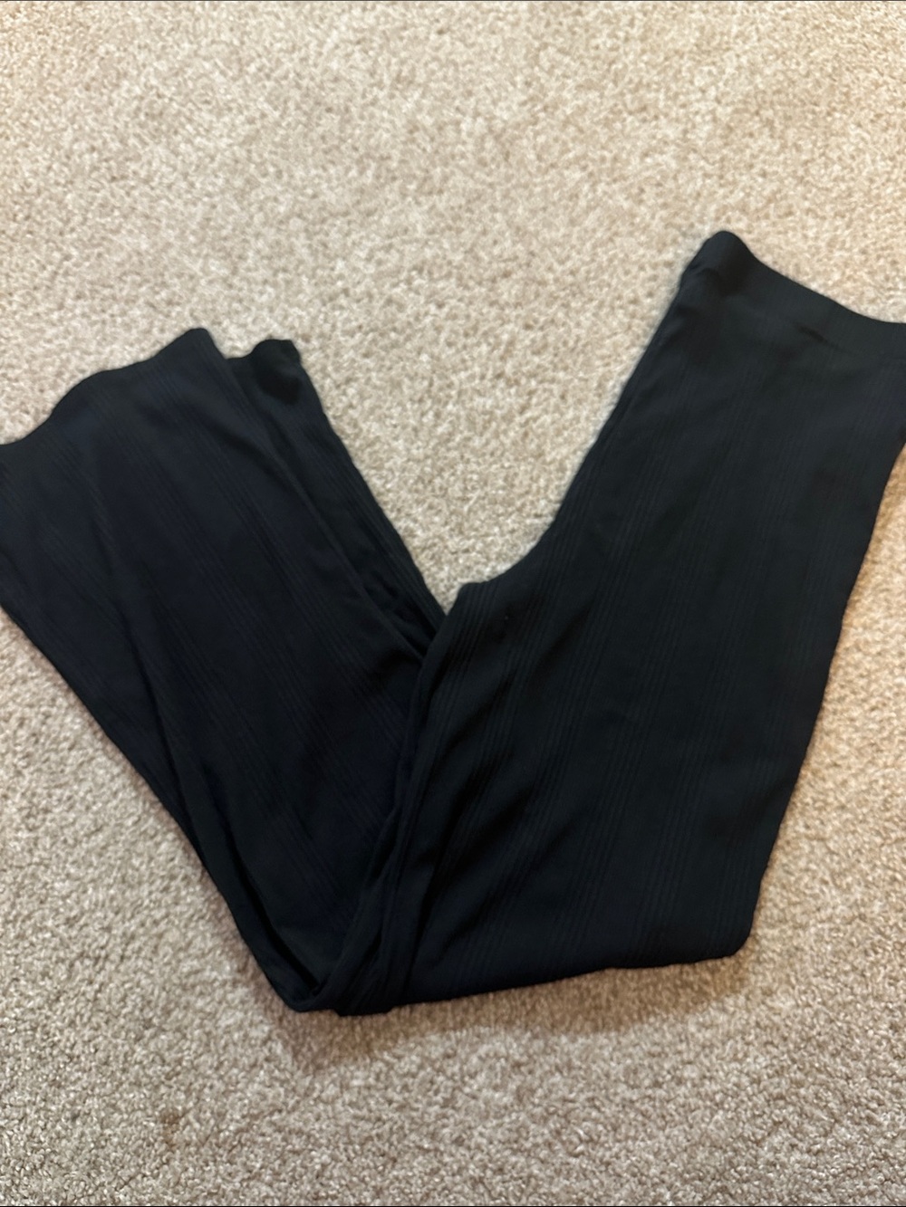 aerie Black Ribbed Wide-Leg Leggings